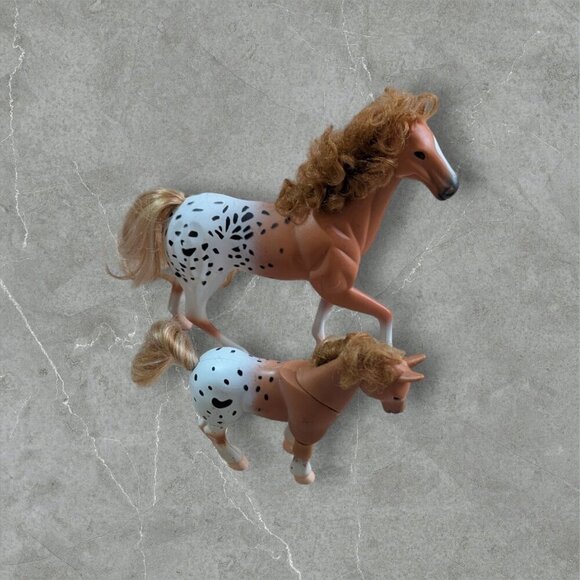 Vintage Kid Kore Appaloosa Horse Figurines Set Of 2 With Curly Manes & Tails - Picture 5 of 10